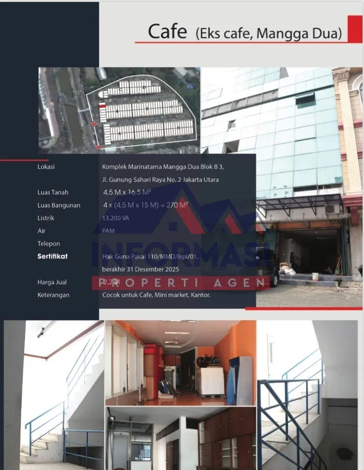 Ruko dekat pusat bisnis mangga 2 sangat strategis x ca
