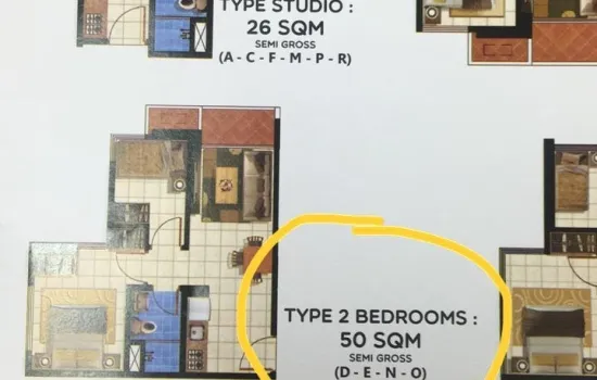 Taman Anggrek Residence 2 bedrooms posisi huk