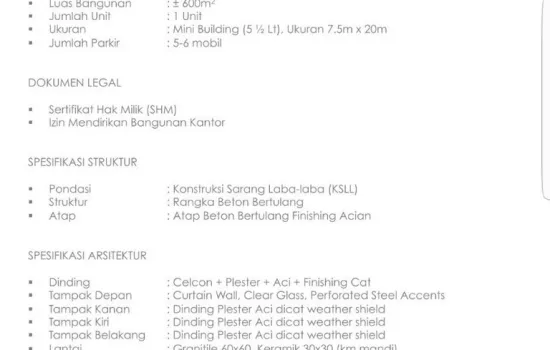 Mini Building 5.5Lt area strategis dekat Kuningan & Gatot S