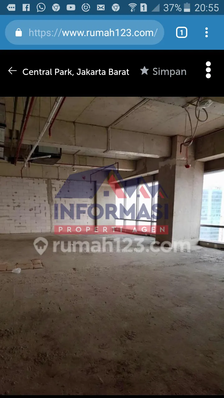 Ruang kantor 320 m Neo soho lantai 20 kondisi asli