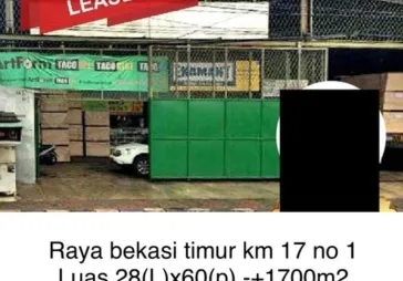 Jl. Raya Bekasi, Jatinegara, Cakung,  LT. 1600m2 Siap Pakai