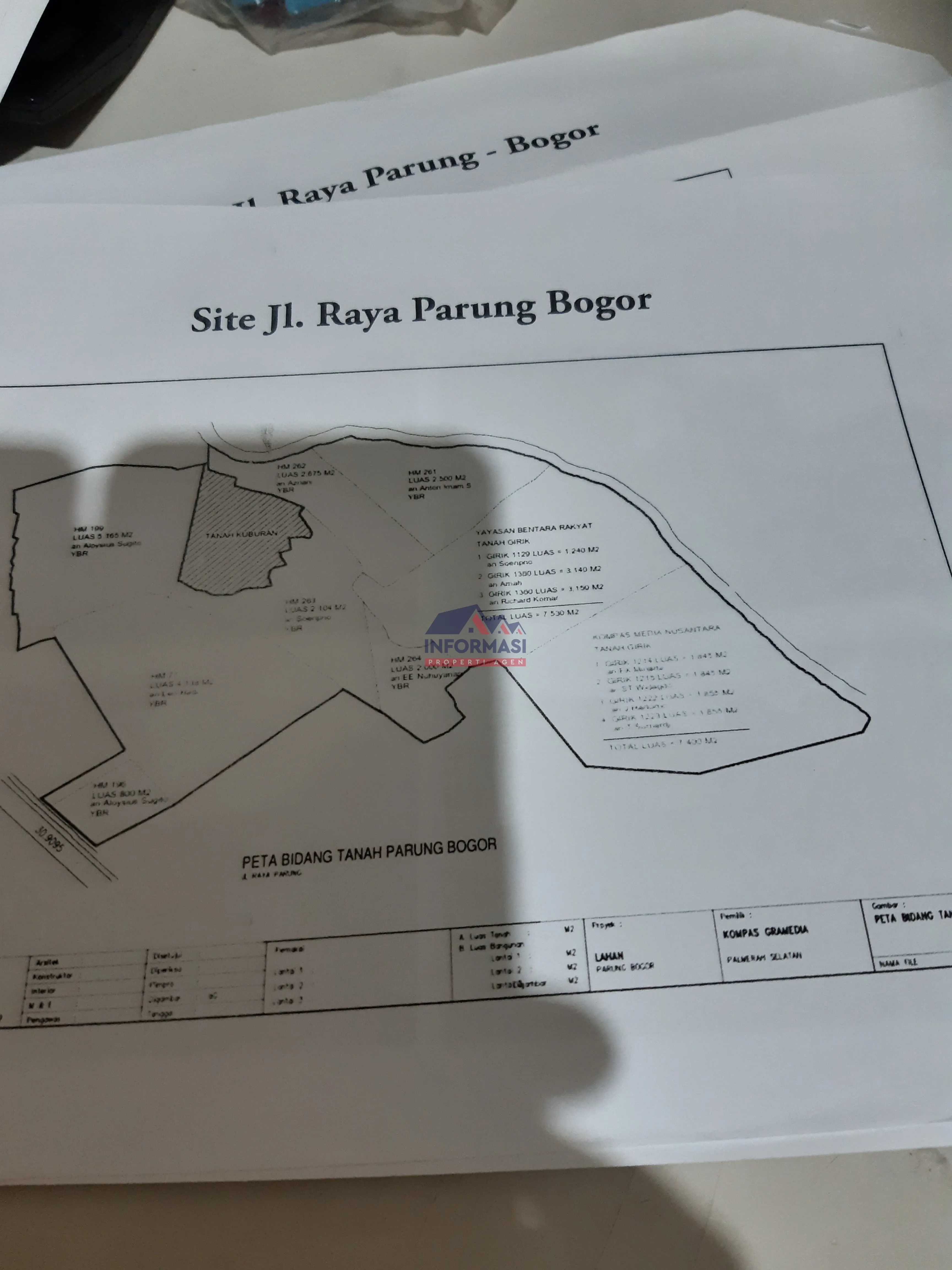 Tanah pinggir jalan raya parung bogor luas 34312 m2