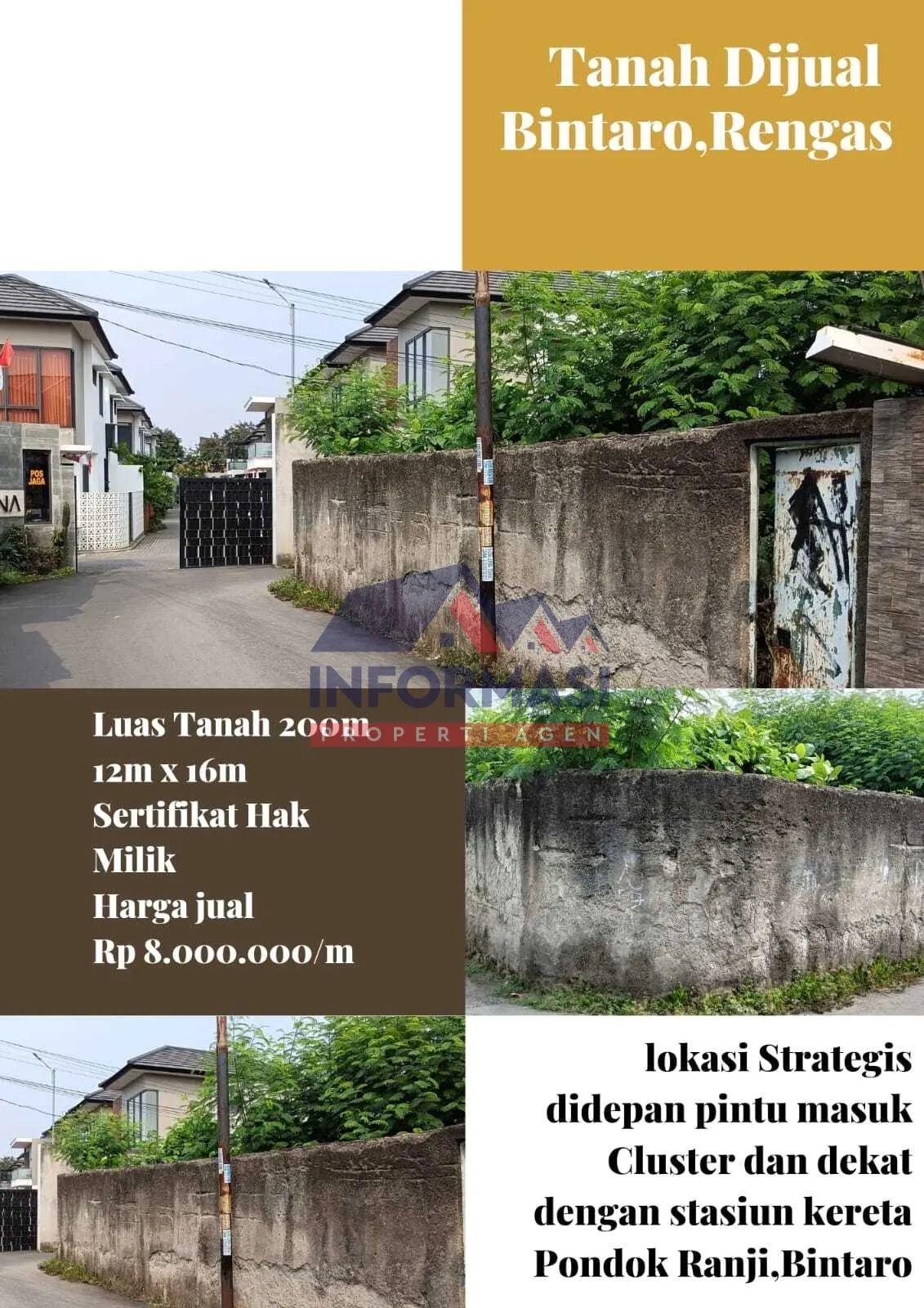 Dijual tanah kavling bintaro rempoa puri flamboyan