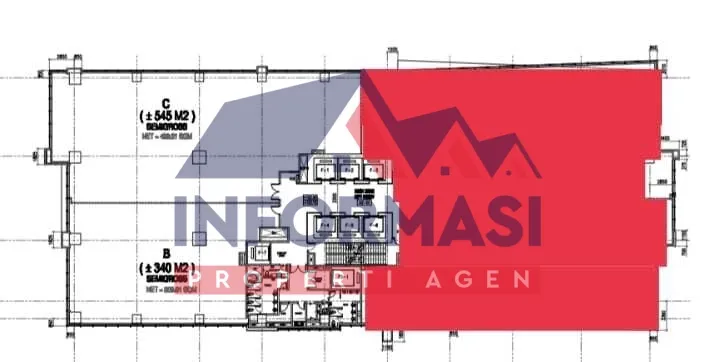 Disewakan ruang kantor unfurnish